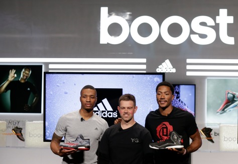 Derrick-Rose-R-Damian-Lillard-L-Robbie-Fuller-adidas-Basketball-Boost-Launch